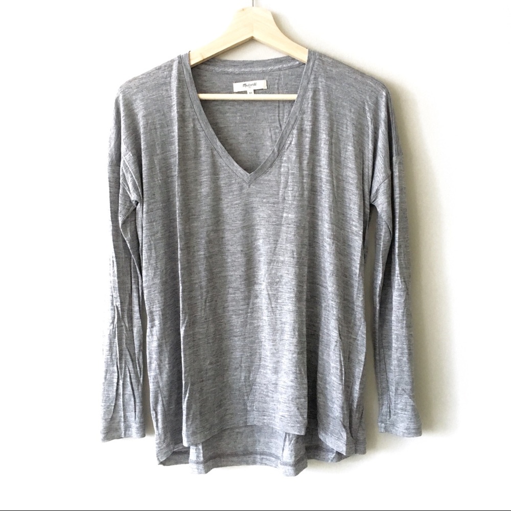 NWOT! Madewell V-neck Long Sleeve Tee in Grey